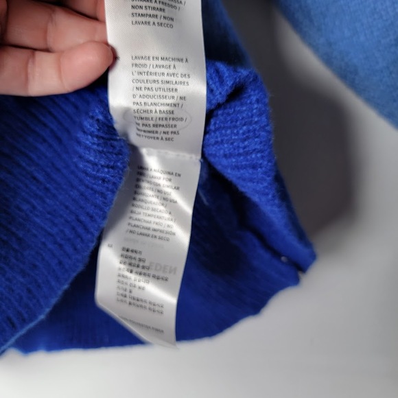 Aelfric Eden Colorblock Sweater Men's XL Blue Cream Chunky Knit Indie Streetwear - Picture 9 of 10